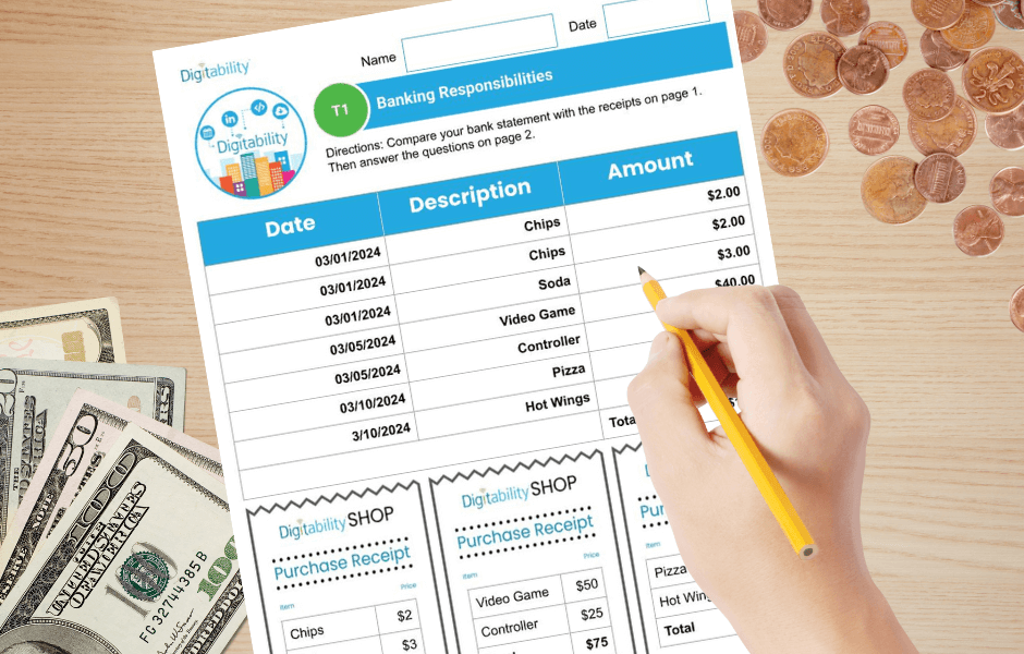 Digitability Free Resource | Banking Responsibilities Lesson