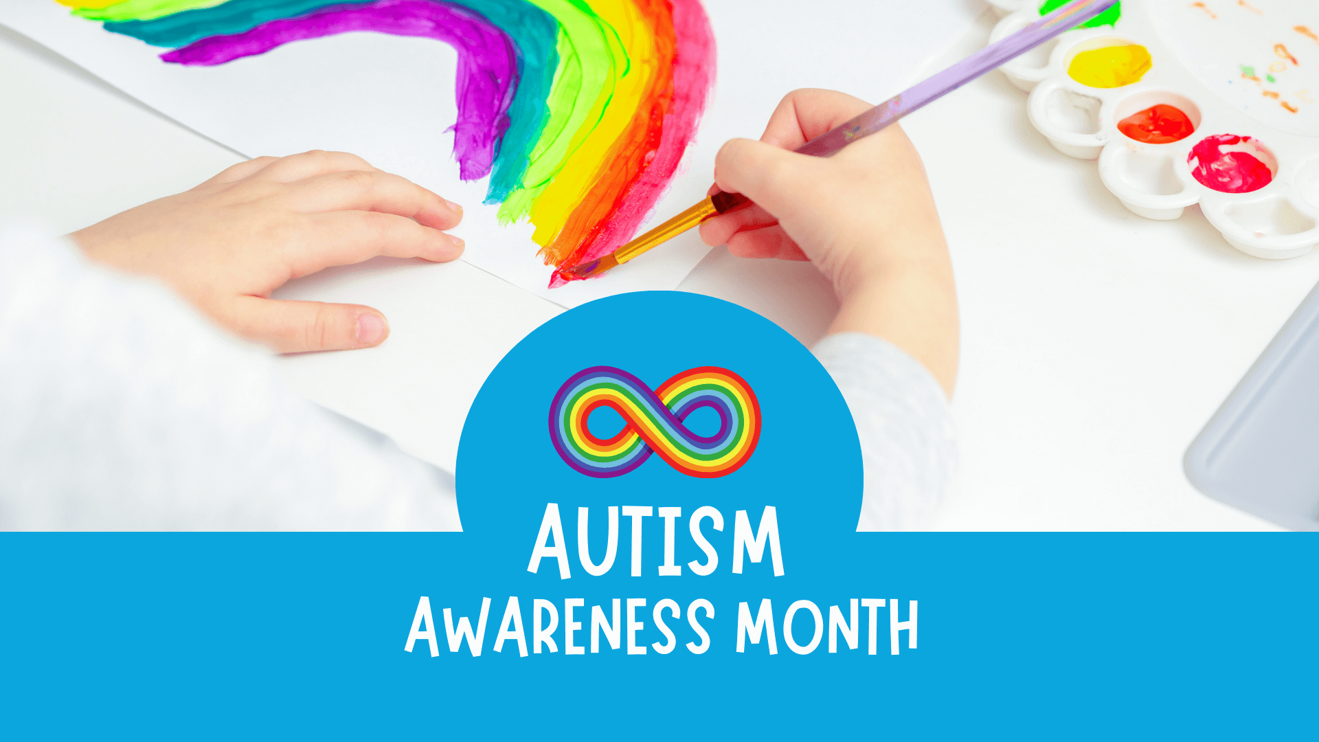 Blue Simple Kids Photo Rainbow World Autism Awareness Day Facebook Post (Video)