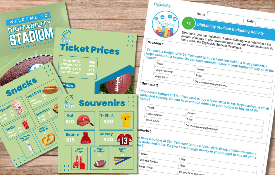 Digitability Free Resource | Football-themed Budgeting Activity