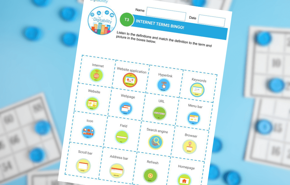 Digitability Free Resource | Internet Terms Bingo