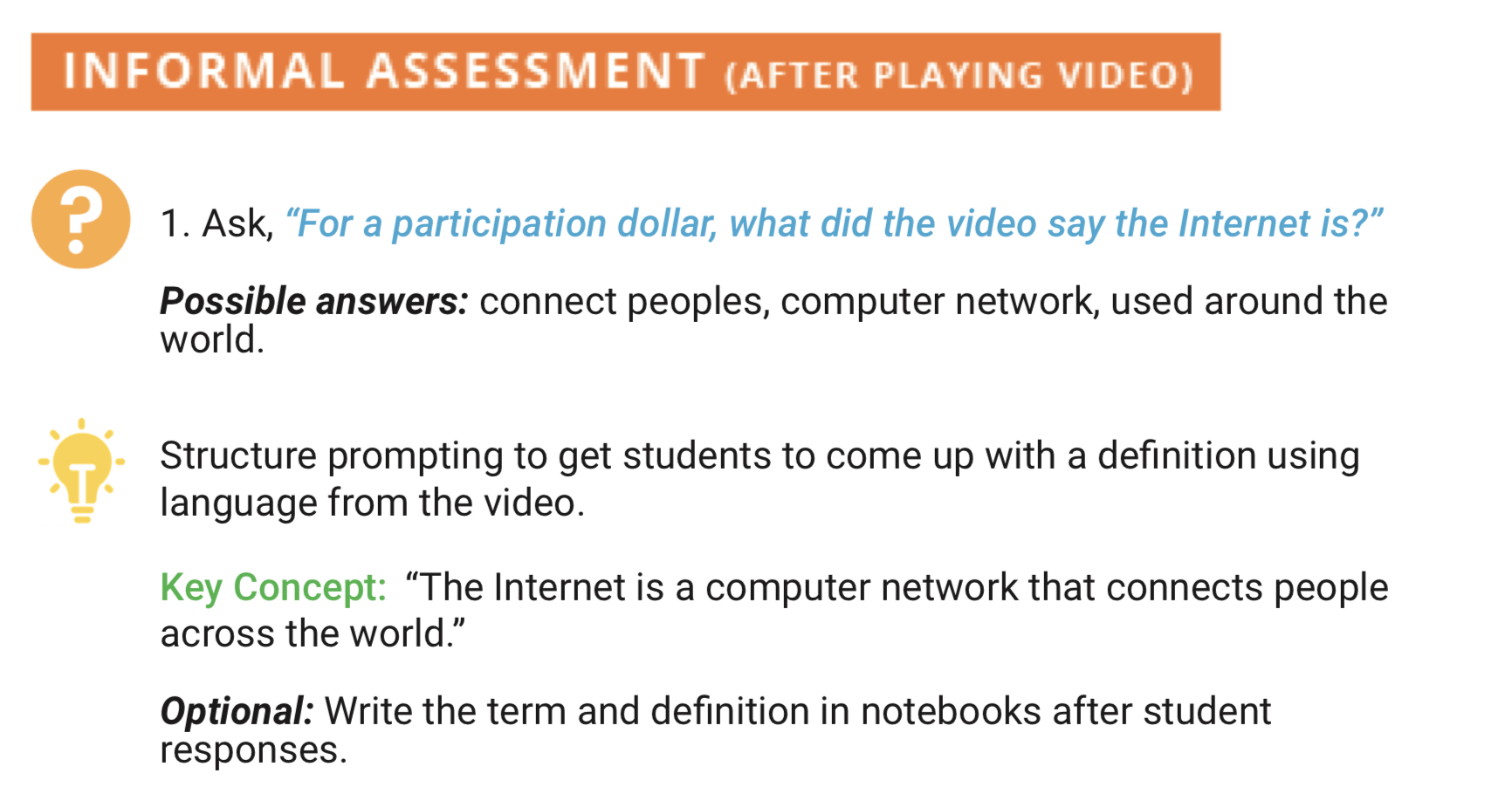 informal assessment